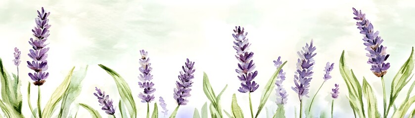 Lavender blooms in a gentle watercolor style.