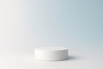 Clean white podium on pastel blue backdrop presents a minimalist aesthetic, perfect for product showcases and modern designs.