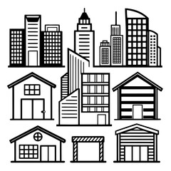 Fototapeta premium Diverse urban building silhouettes architecture city