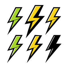 Electric bolt symbols green yellow black lightning bolt