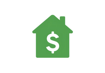 Green Home with Dollar Sign Symbolizing Real Estate and Financial Investment