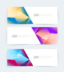Fototapeta premium banner or header template featuring a color gradient design with abstract geomatic shapes. 