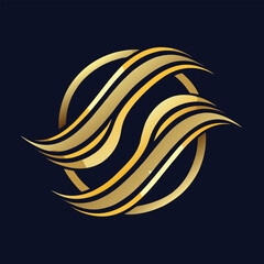 Fototapeta premium abstract luxury golden lines on deep blue background