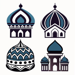 Islamic domes architectural elements set architecture building