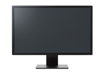 Computer Monitor with Blank Black Screen Displaying on Transparent Background