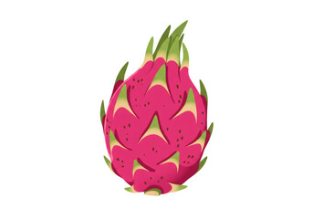 Isolated Pixel Art Dragon Fruit on Black Background Detailed Close Up View