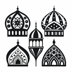Islamic domes architectural elements black silhouette