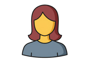 Woman Avatar with Shoulder Length Auburn Hair and Blue Gray Shirt on Transparent