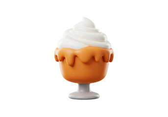 Caramel Drizzle Topped Vanilla Cream Cupcake on Transparent Background