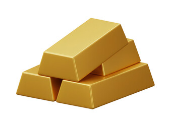 Stack of Shiny Gold Ingots Symbolizing Wealth on a Transparent Background