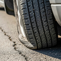 car with a flat tire