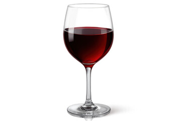 Glass of red wine is placed on a transparent background, ready to be used in various compositions and designs