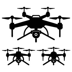 Quadcopter aerial view silhouettes drone flying