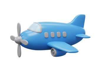 Blue Toy Airplane with Propeller Isolated on Transparent Background Graphic Design