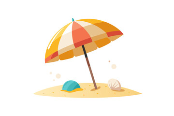 colorful umbrella sand sea icon beach relax © maidulislam25