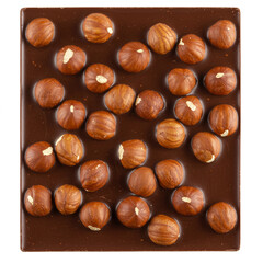 Fototapeta premium Milk chocolate bar with hazelnuts