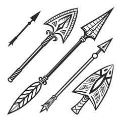 Tribal arrowheads with decorative patterns ancient