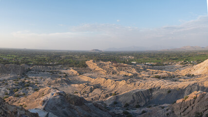 Panoramic View of the Túcume Pyramids and Verdant Valley at Sunset