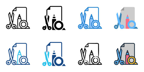 Fototapeta premium Craft supplies icon set multiple style collection 