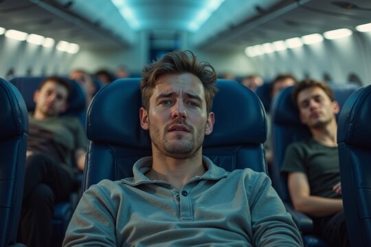 A Young Man's Anxious Flight: Surrounded by Fears and Anxieties while Others Sleep Peacefully