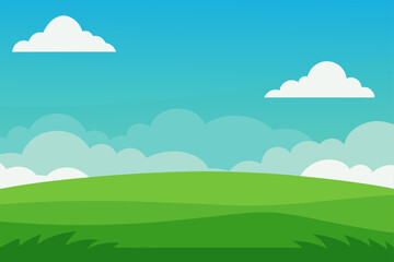 Fototapeta premium vast green grassland with cloudy sky variation one