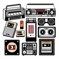 Vintage audio devices boomboxes cassette players and recorders audio equipment vintage electronics