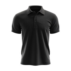 Stylish black polo shirt isolated on a solid black background perfect for apparel mockups