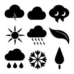 Weather icons set including sun rain snowflake and storm vector