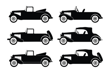 Classic Car Silhouettes: A collection of elegant silhouettes of classic cars, each meticulously detailed to capture the essence of vintage automotive design.