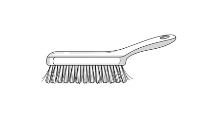 Cleaning brush with handle minimalistic black and white illustration