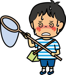 虫取り中に熱中症になる小学生男児
