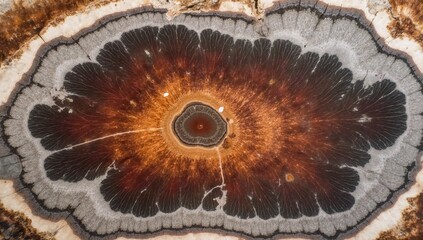 Close-up of intricate natural pattern and texture in petrified wood or stone