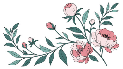 Elegant floral design with peony flowers and leaves for wedding invitation and greeting card design vector