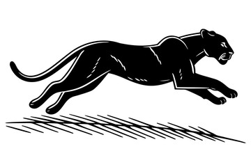Obraz premium Dynamic silhouette of a running cheetah with stylized muscle lines