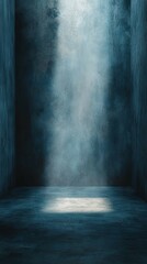 Light Beam Illuminating Dark Empty Room with Concrete Walls