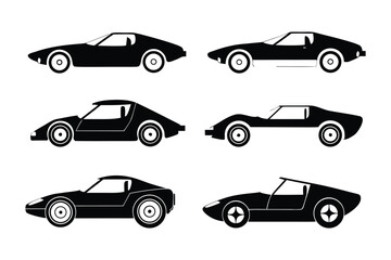 Silhouette Cars: A collection of sleek, black silhouette cars in various dynamic poses, each one embodying speed, style, and the thrill of the open road.