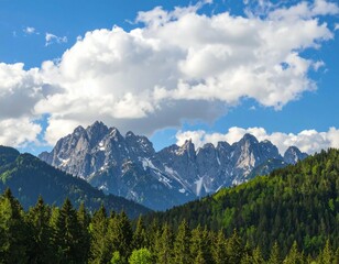 Obraz premium Time-lapse clouds over impressive mountain landscape scenery