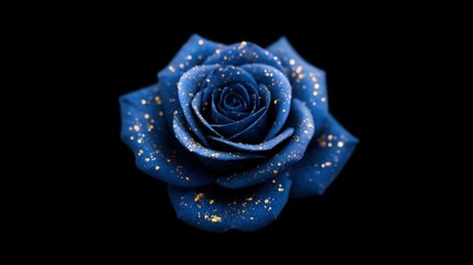 A blue rose with gold dust on it