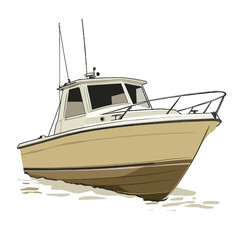 Motor boat on a white background