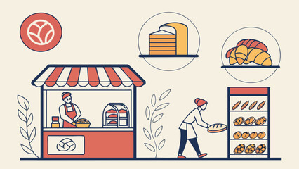 Bakery shop with fresh bread and pastries vector illustration perfect for bakery store marketing and design needs