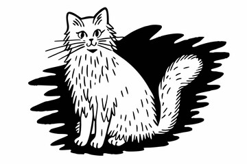 Detailed silhouette of a cat with expressive fur and whiskers