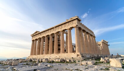 Obraz premium Ancient Greek temple bathed in sunlight