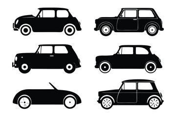 Fototapeta premium Classic Car Silhouettes: A collection of sleek, timeless automobile silhouettes, embodying the charm and enduring appeal of automotive design.