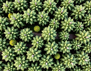 the image showcases an overhead view of a dense collection of trees with radial patterns, the position is largely symmetrical