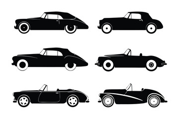 Timeless Elegance: A collection of classic automobile silhouettes, each embodying the spirit of vintage automotive design and luxury, evoking nostalgia and an appreciation for automotive history.