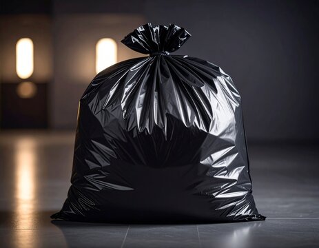 black garbage bag on black