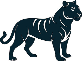 tiger silhouette illustration, vector design icon.
