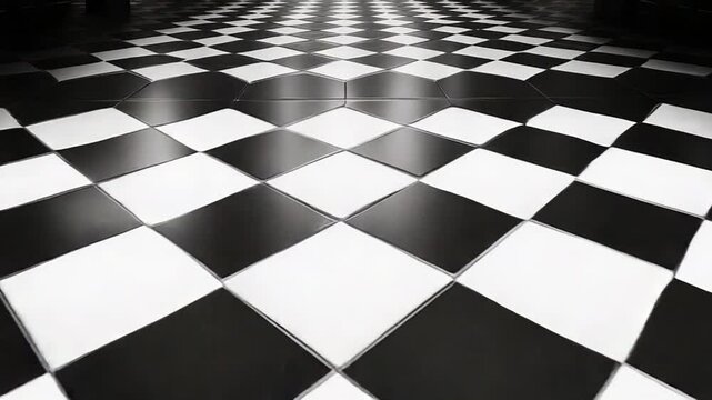 Shiny checkered floor tiles creating a classic pattern
