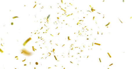 Golden Confetti Transparent Background. Gold Confeti Failling White Background. 3d Rendering Transparent Confeti. bright confetti isolated on transparent background.