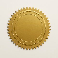 Golden seal of approval isolated on white background for certificates